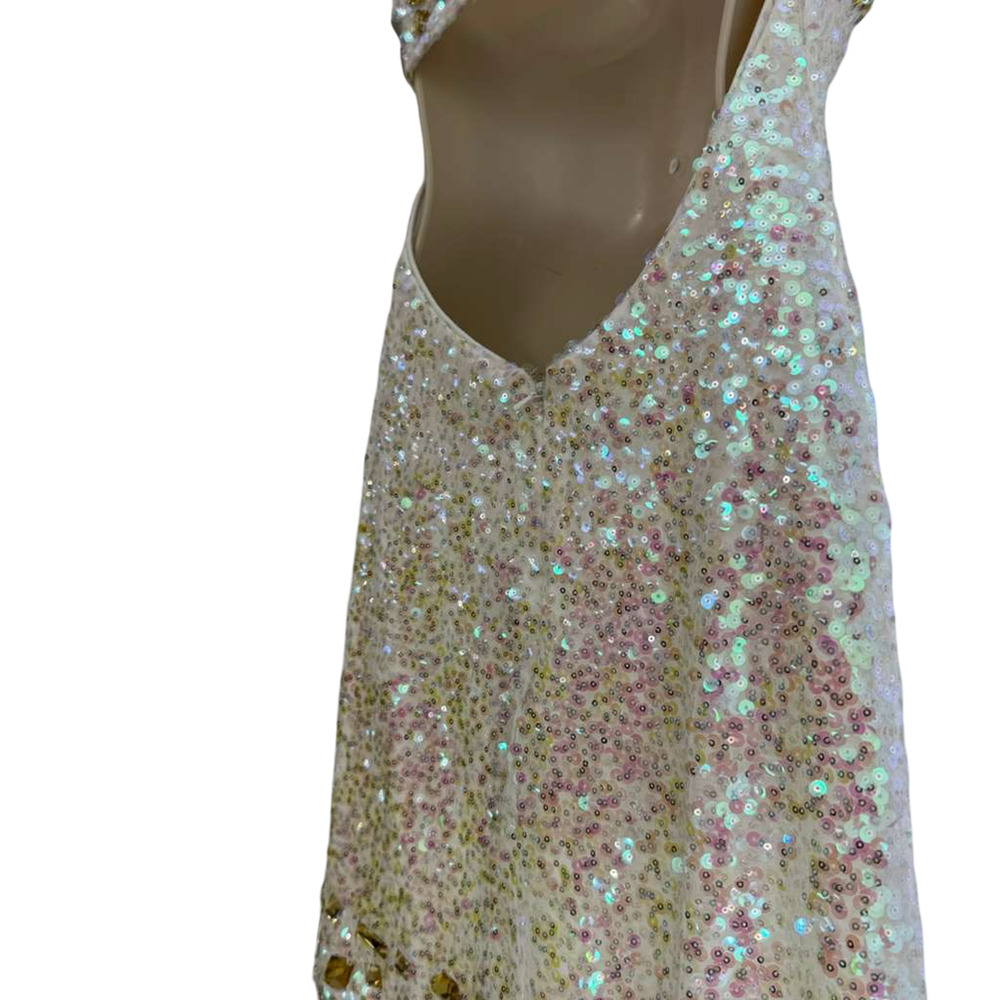 Alyce Paris Womens Sequin Mini Backless One Shoulder Prom Formal Dress Gown sz 4 - Picture 14 of 16
